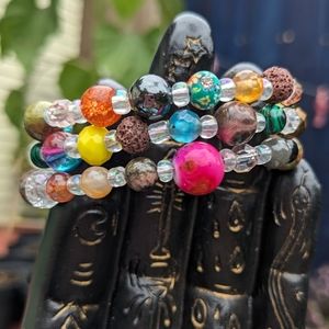 NEW Jasper Beads Lava Stone Quartz Crystals Bracelet Handmade Colorful Coil Cute